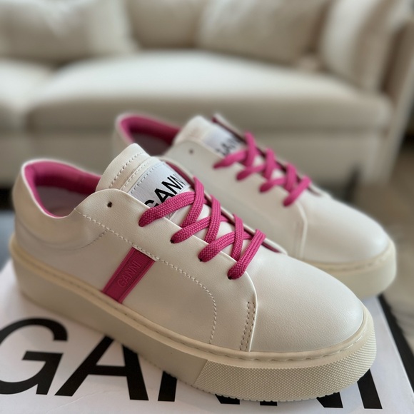 GANNI White & Pink Sporty Mix Cupsole Sneakers Size40 - Picture 5 of 11